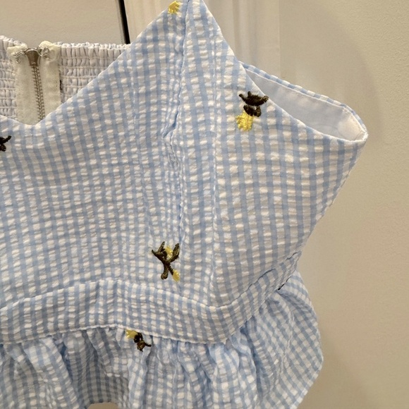 English Factory blue gingham floral embroidered crop top women’s small new tags - Picture 5 of 9